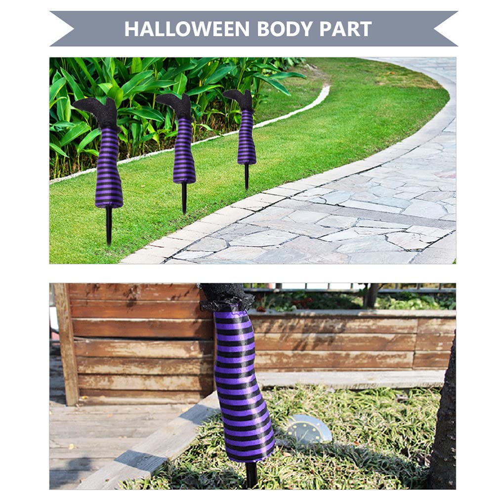 Toddmomy Witch Legs Yard Stakes 18 Inch Halloween Garden Decor Outdoor Lawn Porch Witch Legs for Pumpkin Spooky Halloween Decorations