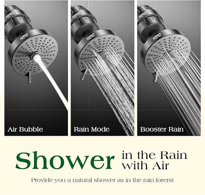 Filtered Shower Head COMBO – for Healthier Skin & Hair | 3 Mode High Pressure Shower Heads with 25-Stage Filtration | Removes 99.947% Chlorine & Heavy Metals | Shower Head with Filters - Black