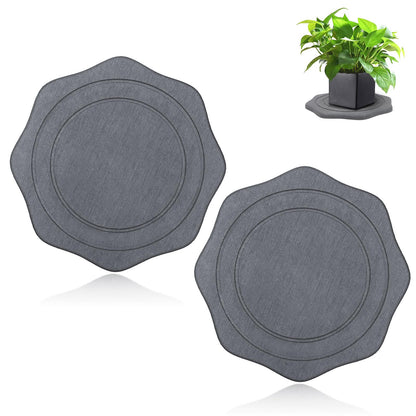 seaflash Plant Saucer for Indoors, 2 Packs 8 inch, Diatomaceous Earth Pot Saucers No Holes, Instant Dry Plant Drainage Trays for Pots, Dark Gray