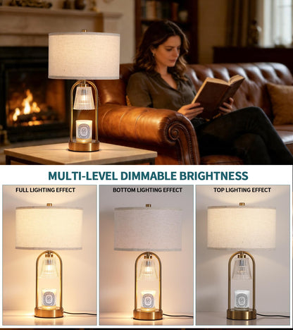 ANANAN 2-in-1 Table Lamp Candle Warmer Lamp with Timer & Dimmer,Large Wax Melt Warmer Modern Bedside Lamp for Bedroom Living Room Home Decor Birthday Gifts for Women D12.5 x H21.2“ Bulbs Included