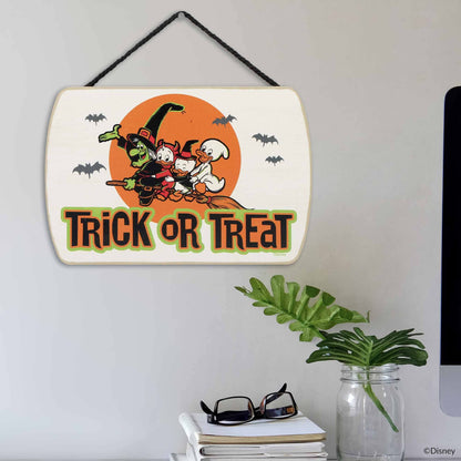 Disney Trick or Treat Halloween Hanging Wood Wall Decor - Spooky Halloween Sign Featuring Huey, Dewey and Louie