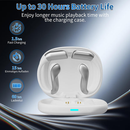 AI Translation Earbuds Real Time, 144 Languages Translator Earbuds, Bluetooth Open-Ear Translating Earbuds with 30H Playtime, Instant Voice Translator Device for Travel, Business, Learning, White
