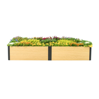 Vego garden Woodgrain Series Raised Garden Bed, 16'' Tall 2' x 8' Wooden-Look Metal Planter Box Outdoor for Gardening Vegetables, Flowers, Herbs