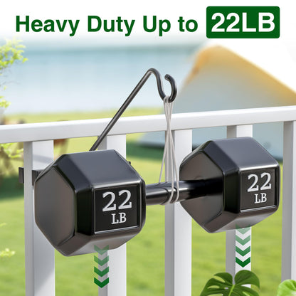 Josmimic 12-Inch 2 Pack Deck Bird Feeder Hanger for Railing, Outdoor Decor Plant Hanger, Balcony Railing Hook - 22LB Capacity - for Hanging Plants, Bird Feeders, Lanterns, Wind Chimes