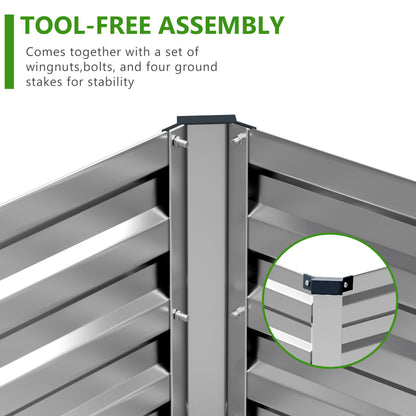 Easllre 2PCS 9x3x1ft Galvanized Raised Garden Bed,Outdoor Planter Box Metal Patio Kit Planting Bed for Vegetables Flowers Herb,Silver