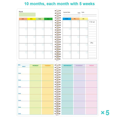 Ceiba Tree Undated Teacher Planner Lesson Planner and Record Book 8.5x11 inch Gradebook Attendance Book 10 Months 50 Weeks Lesson Plan 5 Sheet Teacher Planner Stickers