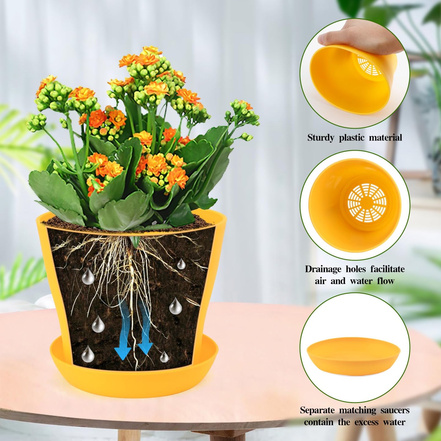Bluckincle 8 Pack 4.7 Inch Flower Pots and 8 Pack 6.7 Inch Plant Pots Indoor Outdoor