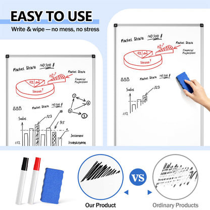 Whiteboard Easel 36 x 24 Inches, Magnetic Portable Dry Erase Board with Adjustable Tripod Stand, White Board Easel Stand for Office, Classroom & Home Teaching