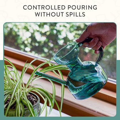 Modern Sprout Plant Watering Can - Handcrafted from Borosilicate Glass - Long Spout Vessel for Indoor Plants - 32 Oz Capacity - Multipurpose Watering Can and Flower Vase for Houseplants (Teal)