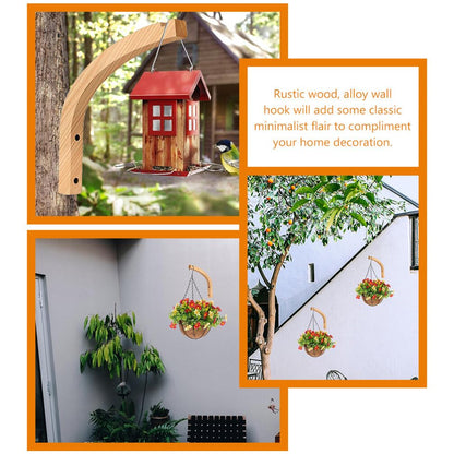 Yardwe 2pcs Wooden Plant Hangers for Use Wall Hooks for Flower Pots Lanterns and Wind Chimes Minimalist Design for Home and Garden Decor