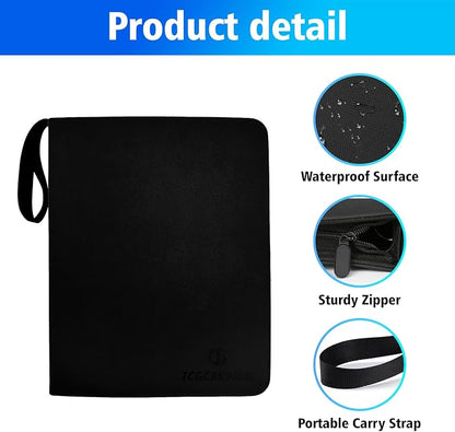 Mini Game Card Binder, 300 Slots Portable Card Holder Organizer, Water-Resistant Faux Leather Zipper Case for Game NFC Tags, SD Memory Cards, PS Vita Cartridges
