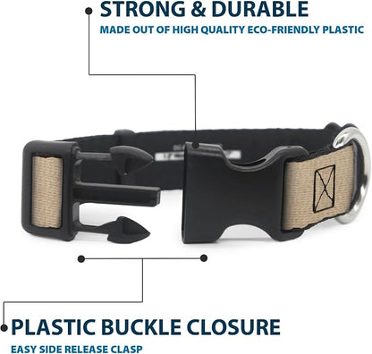 Buckle-Down Dog Collar Plastic Clip Natural Hemp 16 to 23 Inches 1.5 Inch Wide