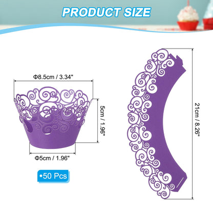 PATIKIL Cupcake Wrappers Paper, 50 Pack Baking Cups Standard Cloud Decoration for Anniversary Birthday Weddings and Parties, Dark Purple