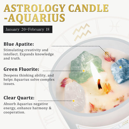 Aquarius Gifts for Women,Zodiac Scented Candles with Crystals and Healing Stones,Aquarius Gifts for Birthday,Graduation,Retirement,Meditation Yoga.Best Gift for Her,Mom,Sister,Teacher,Friends