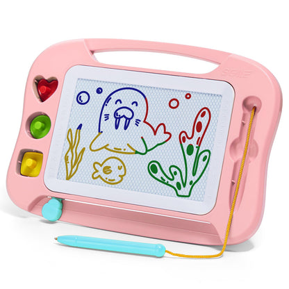 SGILE Toddler Toys for Kids, Magnetic Drawing Board for Birthday Gift, Toys for 1 2 3 Year Old Girls Boys, Etch & Sketch Pad with 3 Stamps, Learning and Educational, Light Pink
