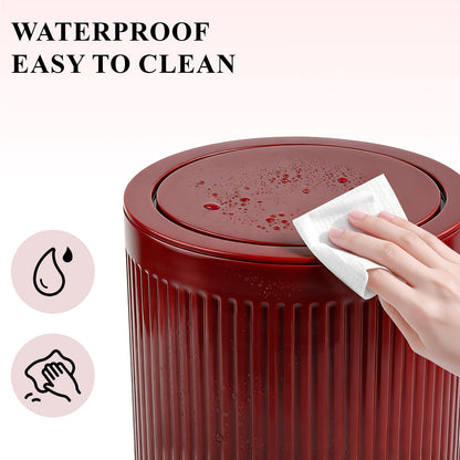 JiatuA Small Bathroom Trash Can with Lid, 2.1 Gallon Garbage Can with Pop-Up Lid Trash Bin Round Wastebasket for Kitchen Bedroom Office Living Room Toilet College Dorm, Red
