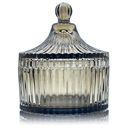 YILUSHENGHUA Colorful Glass Jar With Lid Candy Candle Jars Jewelry Box Buffet Biscuit Containers Bath Salt Holder Antique Bathroom Decor(Tawny)