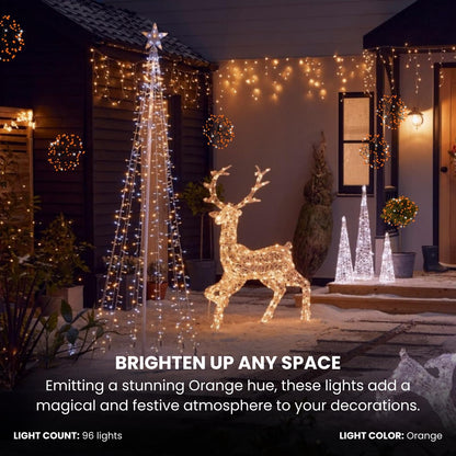 Holiday Bright Lights 16-Inch Halloween 3D Shimmering Sphere 96-Count 5mm LED Bulbs Indoor Outdoor Black and Dark Orange