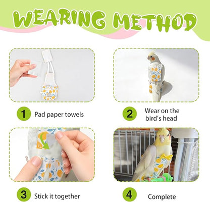 Bird Diaper Flight Suit, 3-Packs Lightweight Reusable Washable Elastic-Straps Parrot Clothes for Peony/Monk Parakeet, Prevents Poop Leaks & Feather Pecking (Bow+Lemon+Cherry, L)