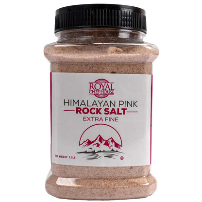 RoyalHouse, Himalayan Extra Fine Pink Salt - 2.5 lbs Extra Fine Bulk in Jar, Pure Gourmet Crystals, Natural - Contains 84 Minerals, Suitable for Body Bath Scrubs, Table Salt - Kosher