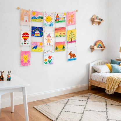 Mkono Macrame Hanging Photo Display and Art Display for Kids Artwork for Bedroom, Living Room, Nursery, Dorm, Teen Girl Gifts, Set of 3