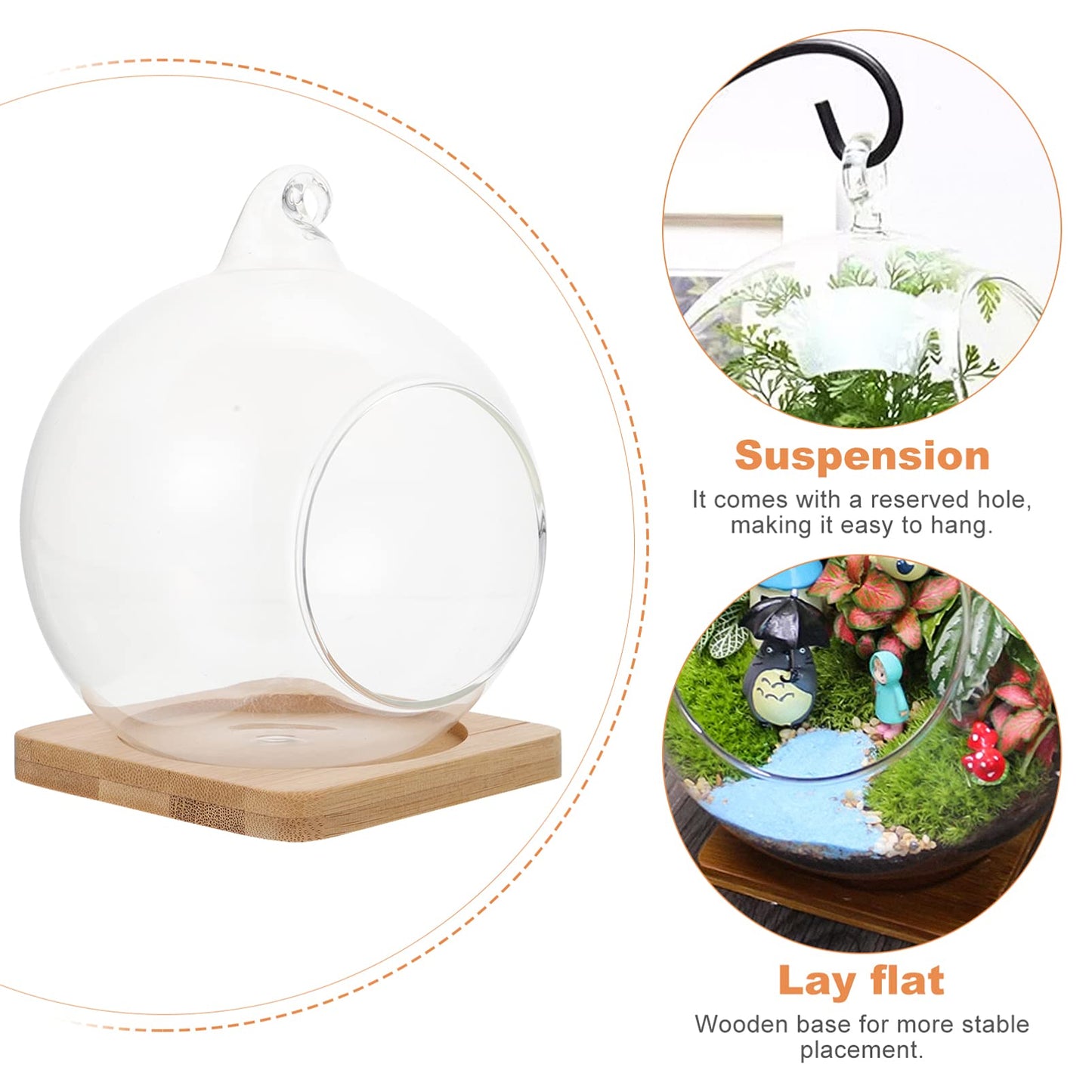 BESTOYARD Glass Vase Glass Flower Vase Plant Terrarium Display Glass Tabletop Air Plant Planter Globe Hydroponics Plant Holder Fish Bowl for Home Decor Centerpiece Black Flower Vase Air Plants