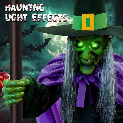 TitTees Halloween Decorations Outdoor - 11.5 Ft Animated Hovering Witch Animatronics - Sound & Touch Activated Sensor - Scary Halloween Decorations for Outdoor Garden/Yard/Lawn
