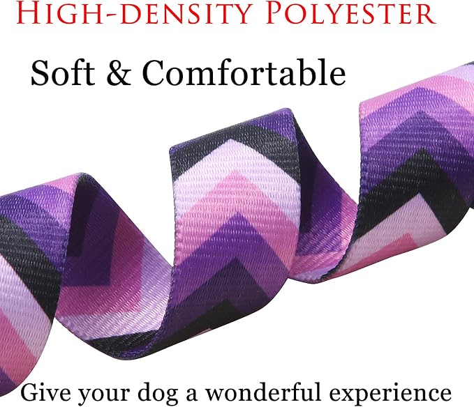 Mihqy Dog Collar with Bohemia Floral Tribal Geometric Patterns - Soft Ethnic Style Collar Adjustable for Small Medium Large Dogs(Purple Arrow,S)