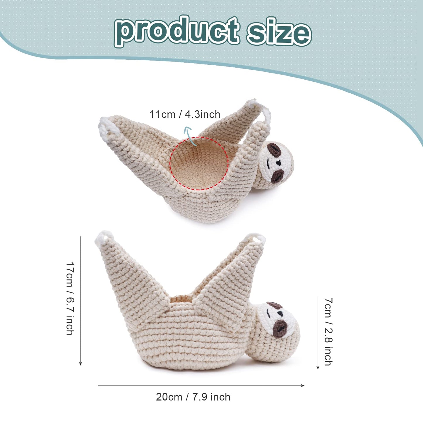 MANOPAWS Macrame Plant Hanger Crochet Sloth Hanging Planter Sloth Gifts,5 Inch Animal Wall Hanging Plant Holder for Plant Sloth Lovers, Home Decor Indoor Outdoor Plants Succulent Gifts