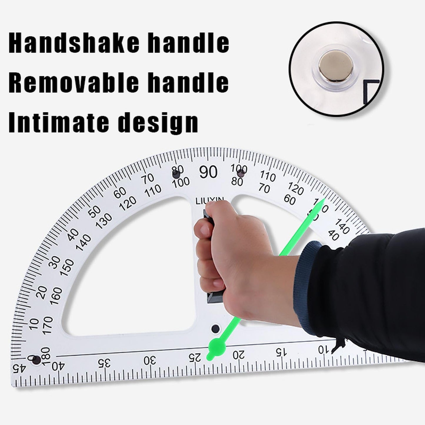 Magnetic Geometry Tool, Protractor, Triangle Rulers Easy Attachment Blackboard Measurement Kit, Teacher Board Protractor Multi-Purpose Kit Large (Transparent-4pc)