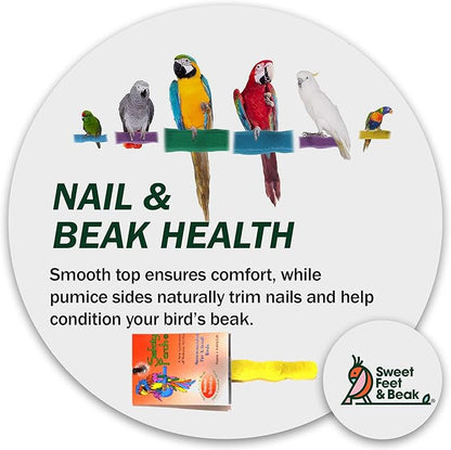Sweet Feet and Beak Comfort Grip Safety Perch for Bird Cages - Pedicure Perch for Birds to Keep Nails and Beaks in Top Condition - Safe Easy to Install Bird Cage Accessories Small 6.5" - Yellow