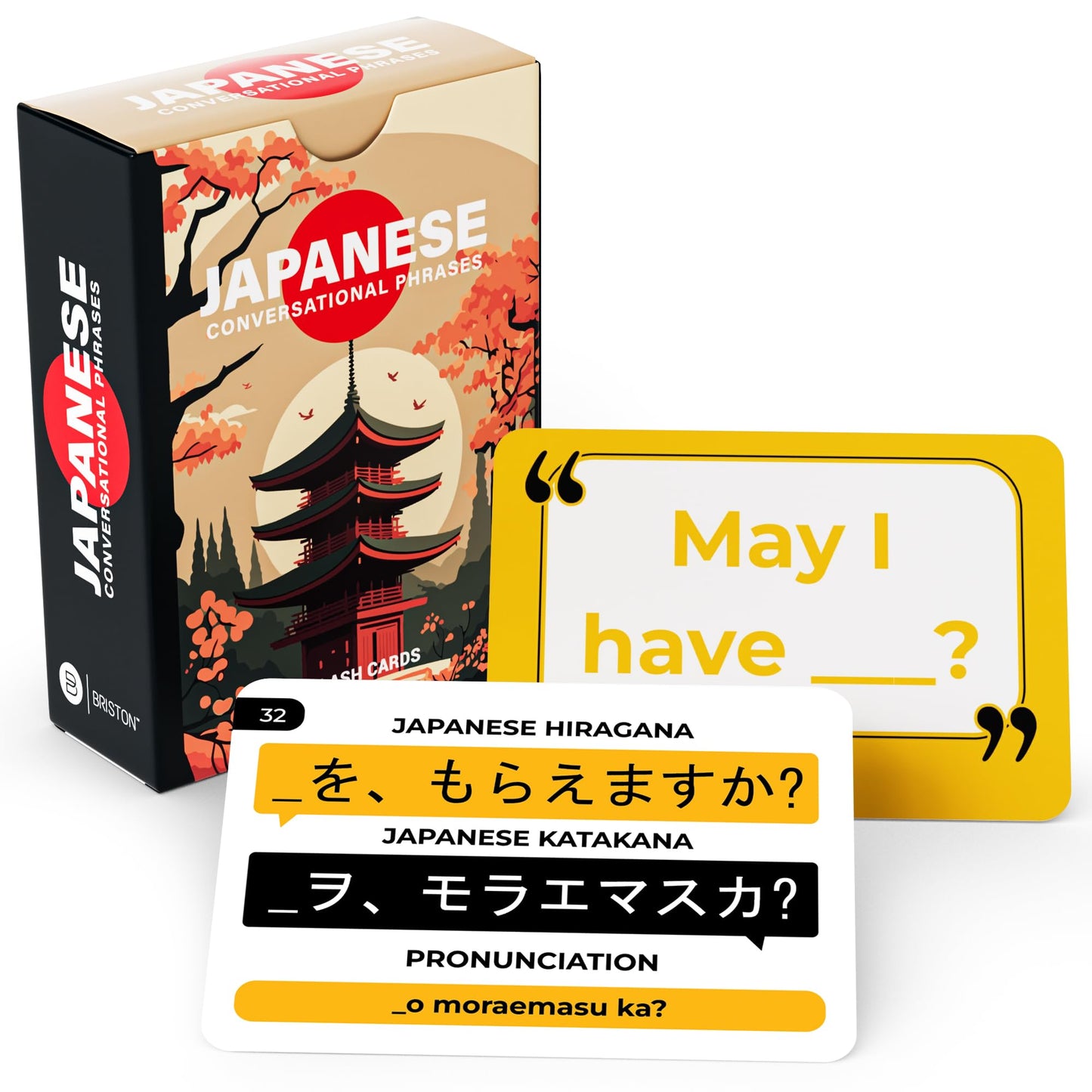 Briston Japanese Conversational Phrase Flash Cards – 75 Beginner Sayings with Audio Pronunciations Learn Japanese for Travel & Everyday Conversation Educational Language Learning Cards for Kids Adults
