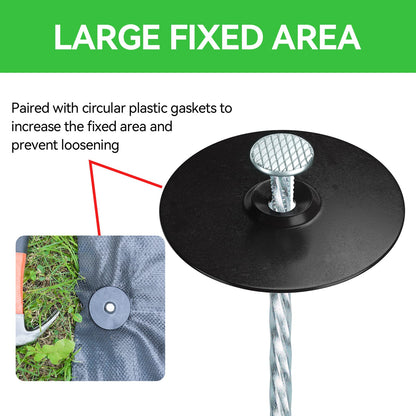 EISENSP 8 Inch Heavy Duty Landscape Stakes with Gasket Caps - 50 Sets Galvanized Spiral Garden Landscape Stakes Kit for Securing Weed Barrier Fabric, Artificial Turf, Tent and More