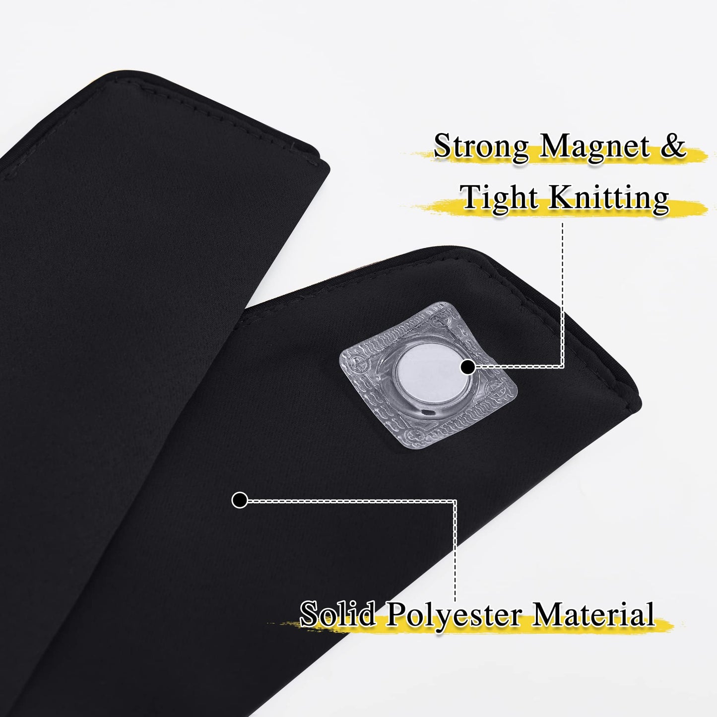 NICETOWN Magnetic Curtain Tiebacks - Modern Unique Upgraded Design Decorative Drape Tie Backs Holder for Window Draperies, No Tools Required (Black, 11.8 X 4 Inches, Set of 4)