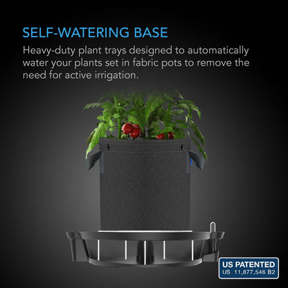 AC Infinity 10-Gallon Fabric Pots & Self-Watering Base XL Bundle – 5 Heavy-Duty Grow Bags with 4 Extra Large Auto-Irrigation Water Delivery Saucers for Indoor Tents, Greenhouses, and Gardens