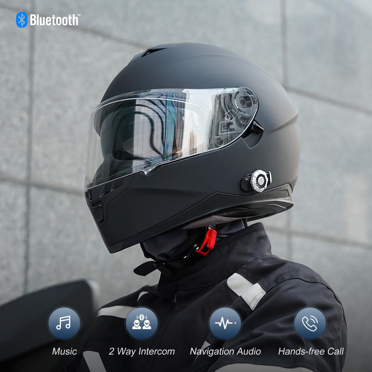 Bluetooth Motorcycle Helmet FreedConn BM12 DOT Full Face Bluetooth Helmets Motorcycle Dual Visor Helmet with Integrated Intercom System/ 2~3 Riders Pair/ 500M/ FM/ MP3/ Voice Dial (Multi-Color, XXL)