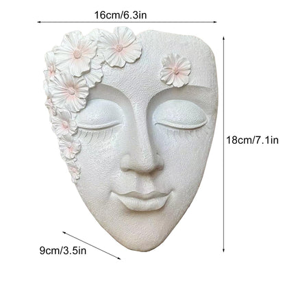 RTYUSWL 7.1 in Lady Face Flower Pots for Indoor Outdoor Plants Resin Head Planter with Drainage Hole Cute Small Succulent Pots (White)