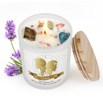 Gemini Gifts for Women,Zodiac Scented Candles with Crystals and Healing Stones,Gemini Gifts for Birthday,Graduation,Retirement,Meditation Yoga.Best Gift for Her,Mom,Sister,Teacher,Friends