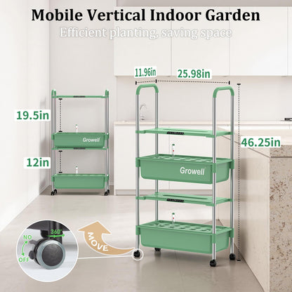 Growell Hydroponics Growing System Kit, 54 Pods Vertical Indoor Herb Garden with Smart LED Grow Light, Auto Circulating Water Pump Each Tier, 28L Hydroponic Gardening Systems for Ideal Gifts (Green)