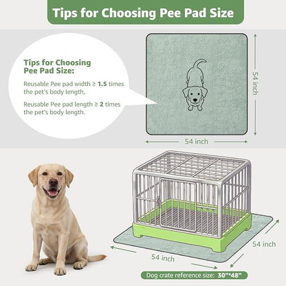 LOOBANI 2 Packs Extra Large Reusable Pee Pads for Dogs, 54x54in Waterproof Washable Dog Mat, Non-Slip and Leakproof Whelping Pad for Potty Training, Playpen, Crate,Floor and Bed