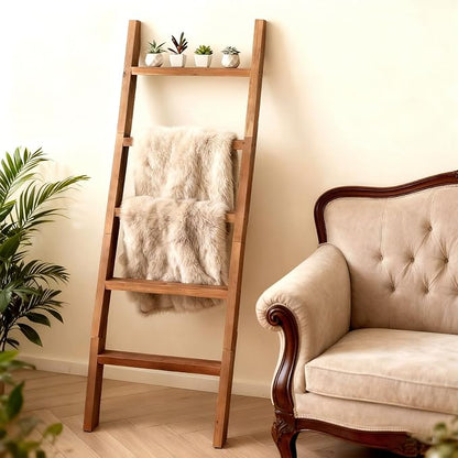 SwallowLiving Blanket Ladder – 58in Solid Wood Towel Ladder, Rustic Decorative Ladder for Blankets, Wooden Blanket Ladder Quilt Rack, Farmhouse Blanket Ladder for Living Room & Bathroom