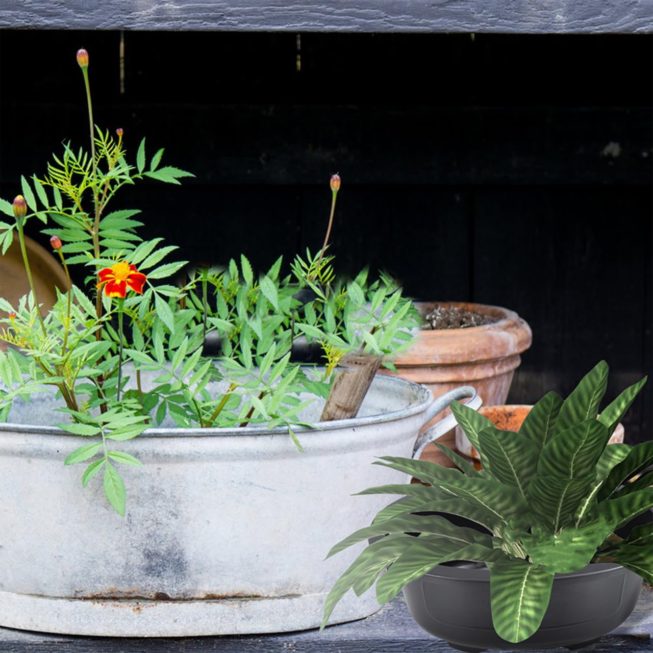 Kisangel 2pcs Large Oval Planters with Drainage Lightweight Durable Flower Pots for Gardening Reusable Plant Containers for Flowers and Bonsai Home Decor