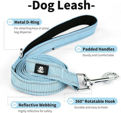 IVY&LANE Reflective Dog Collar and Leash Set,Adjustable Neoprene Padded Dog Collars for Puppy, Breathable Nylon Pet Collar for Small Medium Large Dogs (Large,Blue)
