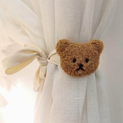 Whaline 4Pcs Bear Curtain Ties Cute Cartoon Bear Curtain Tieback Decorative Embroidered Animal Shape Rope Holdbacks for Home Office Bedroom Living Room Window Treatment Decor
