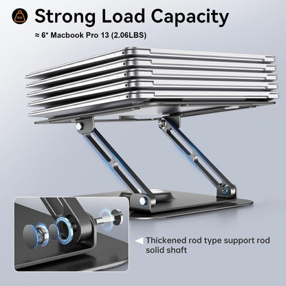 JOYEKY Laptop Stand for Desk, Adjustable Computer Stand with 360° Rotating Base, Ergonomic Laptop Riser for Collaborative Work, Foldable & Portable Laptop Stand, fits for All 10-16" Laptops (Grey)