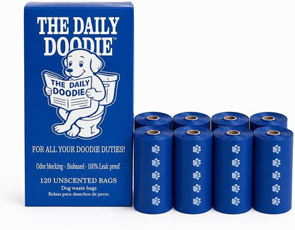 Premium Dog Poop Bags, Home Compostable — TÜV Austria OK Compost HOME Certified, 25 Micron Extra Thick & Leak-Proof, 120 Unscented Bags (8 Rolls), Large 9x13 Inch