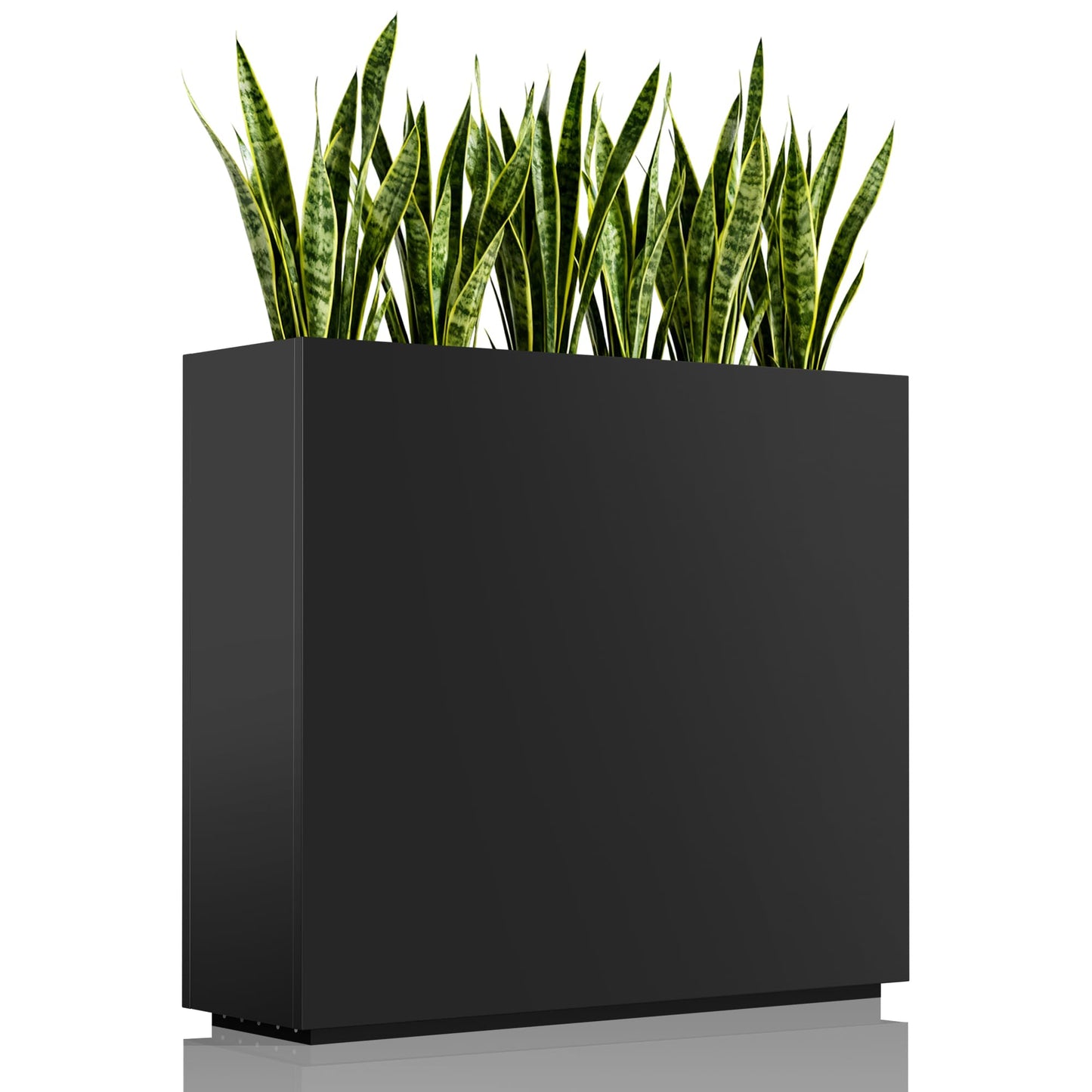 WORTH 36" Large Metal Planter Box, Outdoor Long Rectangular Tall Planter with Insert Shelf & Drainage Holes, Matte Black Standing Plants Box for Patio, Garden, Balcony, 36"Lx11"Wx32"H, Easy to Install