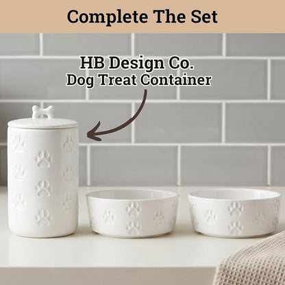 Ceramic Dog Bowl Set of 2 with Anti-Skid Base - 6.5" Wide x 2.5" Tall Ceramic Dog Bowls Medium Sized Dogs - 3.8 Cup Capacity Food and Water Bowls for Dogs - Rubber Bottom Pet Bowl Set of 2 Medium Size