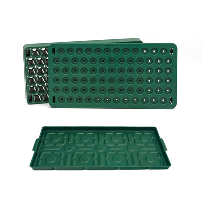 Vego garden Seedling Suite Products 10" x 20" 76 Cells Stackable Seed Starter Germination Tray with 3-in-1 Plant & Pop Board and 10" x 20" Bottom Watering Tray