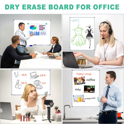 H-Qprobd 4' x 3' Whiteboard Dry Erase White Board for Wall 48x36 (2pcs) Magnetic Boards for Office Classroom & Home, Small Wall Whiteboard Including 6 Markers, 20 Magnets, 2 Erasers